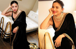 Alia Bhatt takes london by storm in black velvet Sabyasachi saree, see pics